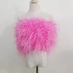 New 100% Natural Ostrich Hair Bra Wedding Underwear Women's Fur Coat Long Feather Top Lady Shirt Wrap Sexy Party Length 30 cm