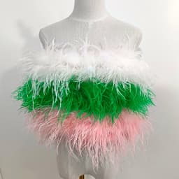 New 100% Natural Ostrich Hair Bra Wedding Underwear Women's Fur Coat Long Feather Top Lady Shirt Wrap Sexy Party Length 30 cm