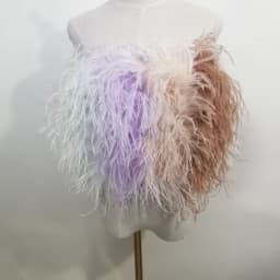 New 100% Natural Ostrich Hair Bra Wedding Underwear Women's Fur Coat Long Feather Top Lady Shirt Wrap Sexy Party Length 30 cm