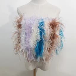 New 100% Natural Ostrich Hair Bra Wedding Underwear Women's Fur Coat Long Feather Top Lady Shirt Wrap Sexy Party Length 30 cm