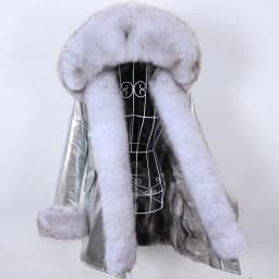 MAOMAOKONG 2026 Removable Real Fox Fur Collar Coats Woman Winter Jacket Hooded Rabbit fur lining Long Parkas Female Clothes