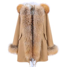 MAOMAOKONG 2026 Removable Real Fox Fur Collar Coats Woman Winter Jacket Hooded Rabbit fur lining Long Parkas Female Clothes