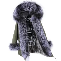 MAOMAOKONG 2026 Removable Real Fox Fur Collar Coats Woman Winter Jacket Hooded Rabbit fur lining Long Parkas Female Clothes