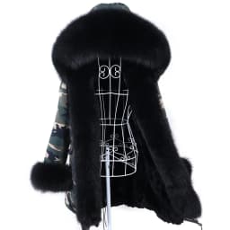 MAOMAOKONG 2026 Removable Real Fox Fur Collar Coats Woman Winter Jacket Hooded Rabbit fur lining Long Parkas Female Clothes