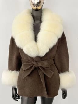 OFTBUY Belt Pocket Winter Jacket Natural Real Raccoon Fox Fur Blends Wool Coat Women Loose Outerwear Casual Outerwear Streetwear