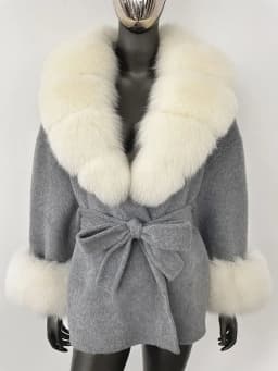 OFTBUY Belt Pocket Winter Jacket Natural Real Raccoon Fox Fur Blends Wool Coat Women Loose Outerwear Casual Outerwear Streetwear