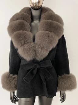 OFTBUY Belt Pocket Winter Jacket Natural Real Raccoon Fox Fur Blends Wool Coat Women Loose Outerwear Casual Outerwear Streetwear