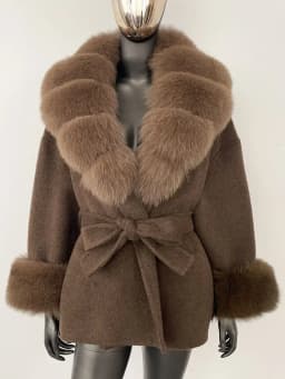 OFTBUY Belt Pocket Winter Jacket Natural Real Raccoon Fox Fur Blends Wool Coat Women Loose Outerwear Casual Outerwear Streetwear