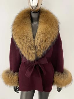 OFTBUY Belt Pocket Winter Jacket Natural Real Raccoon Fox Fur Blends Wool Coat Women Loose Outerwear Casual Outerwear Streetwear
