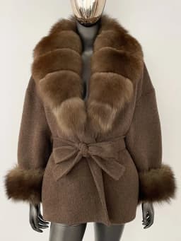 OFTBUY Belt Pocket Winter Jacket Natural Real Raccoon Fox Fur Blends Wool Coat Women Loose Outerwear Casual Outerwear Streetwear