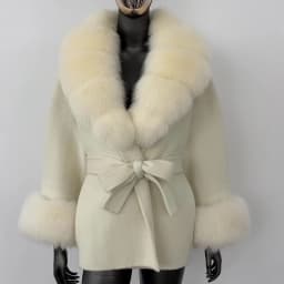OFTBUY Belt Pocket Winter Jacket Natural Real Raccoon Fox Fur Blends Wool Coat Women Loose Outerwear Casual Outerwear Streetwear