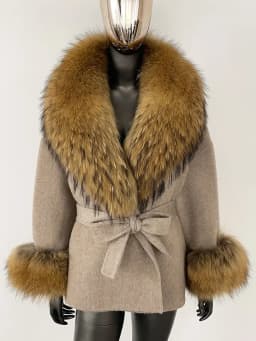 OFTBUY Belt Pocket Winter Jacket Natural Real Raccoon Fox Fur Blends Wool Coat Women Loose Outerwear Casual Outerwear Streetwear