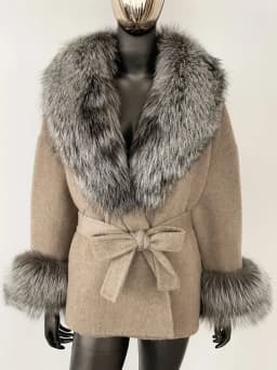 OFTBUY Belt Pocket Winter Jacket Natural Real Raccoon Fox Fur Blends Wool Coat Women Loose Outerwear Casual Outerwear Streetwear