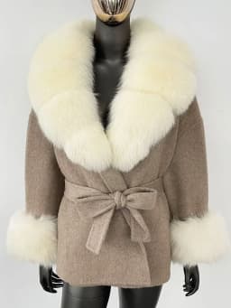 OFTBUY Belt Pocket Winter Jacket Natural Real Raccoon Fox Fur Blends Wool Coat Women Loose Outerwear Casual Outerwear Streetwear