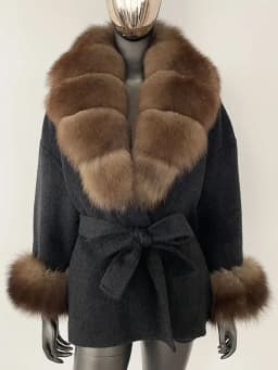 OFTBUY Belt Pocket Winter Jacket Natural Real Raccoon Fox Fur Blends Wool Coat Women Loose Outerwear Casual Outerwear Streetwear