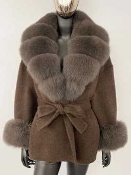 OFTBUY Belt Pocket Winter Jacket Natural Real Raccoon Fox Fur Blends Wool Coat Women Loose Outerwear Casual Outerwear Streetwear