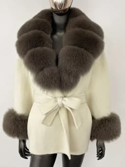 OFTBUY Belt Pocket Winter Jacket Natural Real Raccoon Fox Fur Blends Wool Coat Women Loose Outerwear Casual Outerwear Streetwear