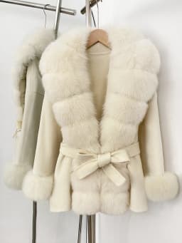 OFTBUY New Autumn Winter Top Clothes Big Real Fox Fur Pinnacle Woolen Coat Female Warm Natural Fox Fur Collar Wool Jacket Women