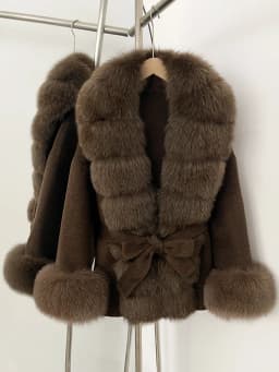 OFTBUY New Autumn Winter Top Clothes Big Real Fox Fur Pinnacle Woolen Coat Female Warm Natural Fox Fur Collar Wool Jacket Women
