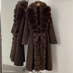 OFTBUY Belt Natural Fur Collar Woolen Jacket New Autumn Winter Clothes Women Long Big Fox Fur Pinnacle 100% Wool Coat Female