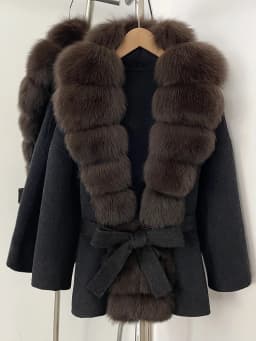 OFTBUY Belt Natural Fur Collar Woolen Jacket New Autumn Winter Clothes Women Long Big Fox Fur Pinnacle 100% Wool Coat Female