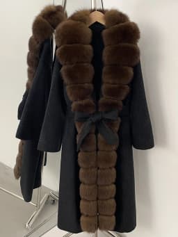 OFTBUY Belt Natural Fur Collar Woolen Jacket New Autumn Winter Clothes Women Long Big Fox Fur Pinnacle 100% Wool Coat Female