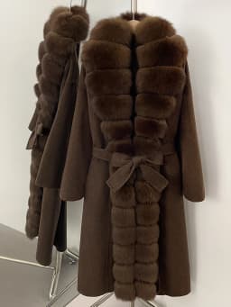 OFTBUY Belt Natural Fur Collar Woolen Jacket New Autumn Winter Clothes Women Long Big Fox Fur Pinnacle 100% Wool Coat Female