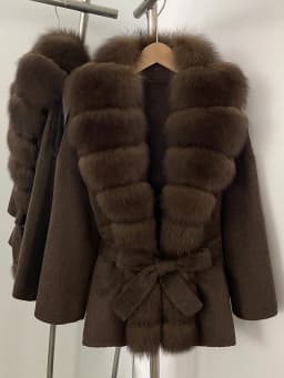 OFTBUY Belt Natural Fur Collar Woolen Jacket New Autumn Winter Clothes Women Long Big Fox Fur Pinnacle 100% Wool Coat Female