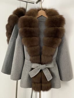 OFTBUY Belt Natural Fur Collar Woolen Jacket New Autumn Winter Clothes Women Long Big Fox Fur Pinnacle 100% Wool Coat Female