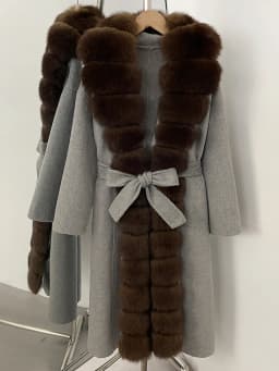 OFTBUY Belt Natural Fur Collar Woolen Jacket New Autumn Winter Clothes Women Long Big Fox Fur Pinnacle 100% Wool Coat Female