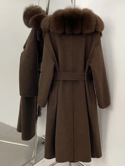 OFTBUY Belt Natural Fur Collar Woolen Jacket New Autumn Winter Clothes Women Long Big Fox Fur Pinnacle 100% Wool Coat Female