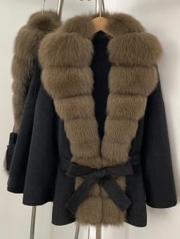 OFTBUY Belt Natural Fur Collar Woolen Jacket New Autumn Winter Clothes Women Long Big Fox Fur Pinnacle 100% Wool Coat Female