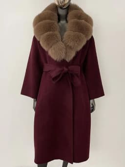 OFTBUY Real Fur Coat 2024 Oversize Ladies Outerwear Winter Women Natural Fox Fur Collar Jacket Hood Cashmere Woolen Blend Coat