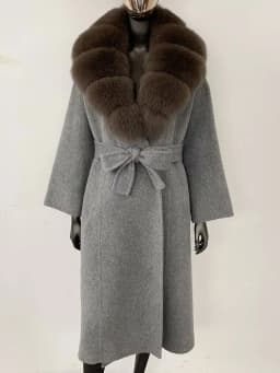 OFTBUY Real Fur Coat 2024 Oversize Ladies Outerwear Winter Women Natural Fox Fur Collar Jacket Hood Cashmere Woolen Blend Coat