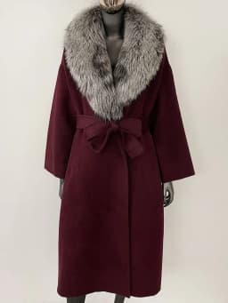 OFTBUY Real Fur Coat 2024 Oversize Ladies Outerwear Winter Women Natural Fox Fur Collar Jacket Hood Cashmere Woolen Blend Coat