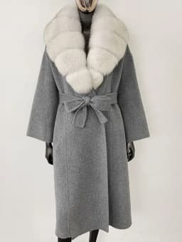 OFTBUY Real Fur Coat 2024 Oversize Ladies Outerwear Winter Women Natural Fox Fur Collar Jacket Hood Cashmere Woolen Blend Coat