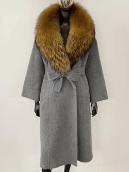 OFTBUY Real Fur Coat 2024 Oversize Ladies Outerwear Winter Women Natural Fox Fur Collar Jacket Hood Cashmere Woolen Blend Coat