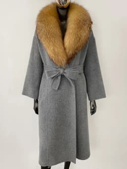 OFTBUY Real Fur Coat 2024 Oversize Ladies Outerwear Winter Women Natural Fox Fur Collar Jacket Hood Cashmere Woolen Blend Coat