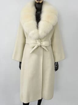 OFTBUY Real Fur Coat 2024 Oversize Ladies Outerwear Winter Women Natural Fox Fur Collar Jacket Hood Cashmere Woolen Blend Coat