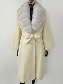 OFTBUY Real Fur Coat 2024 Oversize Ladies Outerwear Winter Women Natural Fox Fur Collar Jacket Hood Cashmere Woolen Blend Coat