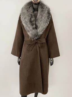 OFTBUY Real Fur Coat 2024 Oversize Ladies Outerwear Winter Women Natural Fox Fur Collar Jacket Hood Cashmere Woolen Blend Coat