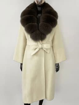 OFTBUY Real Fur Coat 2024 Oversize Ladies Outerwear Winter Women Natural Fox Fur Collar Jacket Hood Cashmere Woolen Blend Coat