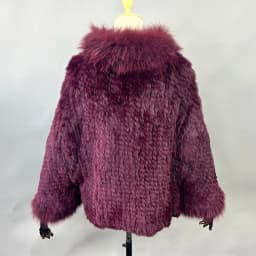 Luxury Ladies Autumn Winter Genuine Knitted Rabbit Fur Shawls Fox Fur Collar Women Fur Pashmina Wraps Bridal Cape Coat Jacket