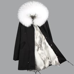 MAOMAOKONG Fashion Women's Real Rabbit Fur Lining Winter Jacket Coat Natural Fox Fur Collar Hooded Long Parkas Female Outwear