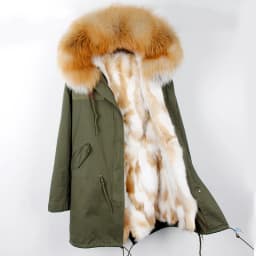 MAOMAOKONG Fashion Women's Real Rabbit Fur Lining Winter Jacket Coat Natural Fox Fur Collar Hooded Long Parkas Female Outwear