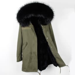 MAOMAOKONG Fashion Women's Real Rabbit Fur Lining Winter Jacket Coat Natural Fox Fur Collar Hooded Long Parkas Female Outwear