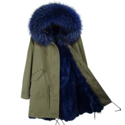 MAOMAOKONG Fashion Women's Real Rabbit Fur Lining Winter Jacket Coat Natural Fox Fur Collar Hooded Long Parkas Female Outwear