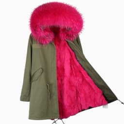 MAOMAOKONG Fashion Women's Real Rabbit Fur Lining Winter Jacket Coat Natural Fox Fur Collar Hooded Long Parkas Female Outwear