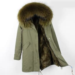 MAOMAOKONG Fashion Women's Real Rabbit Fur Lining Winter Jacket Coat Natural Fox Fur Collar Hooded Long Parkas Female Outwear