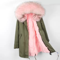 MAOMAOKONG Fashion Women's Real Rabbit Fur Lining Winter Jacket Coat Natural Fox Fur Collar Hooded Long Parkas Female Outwear